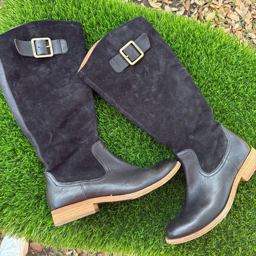 KORK EASE THE ORIGINAL BLACK SUEDE RIDING BOOTS KNEE 6.5 GUC BUCKLE